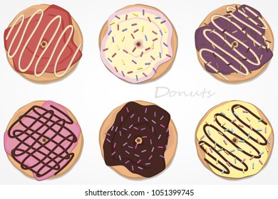 a set of donuts. glaze. theme for sweet tooth.