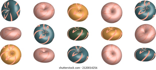 set of donuts with icing vector isolated yummy