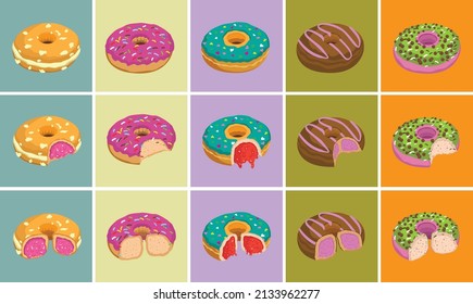 conjunto de iconos de donuts vector 