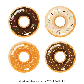 set of donuts isolated element	vector illustration