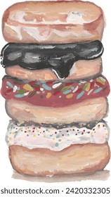 set of donuts isolated illustration, stickerz, clip art