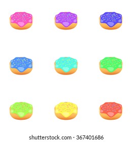 Set of donuts isolated on white background. Colorful Donuts.Vector illustration.