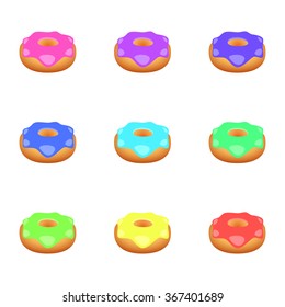 Set of donuts isolated on white background. Colorful Donuts.Vector illustration.