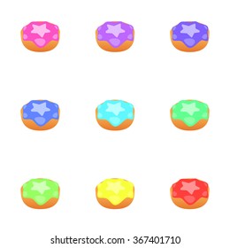 Set of donuts isolated on white background. Colorful Donuts.Vector illustration.