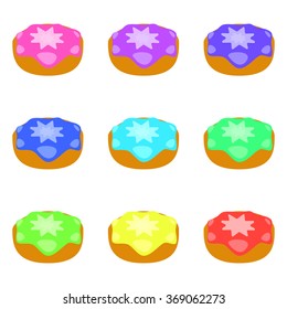Set of donuts isolated on white background. Colorful Donuts.Vector illustration.