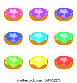 Set of donuts isolated on white background. Colorful Donuts.Vector illustration.