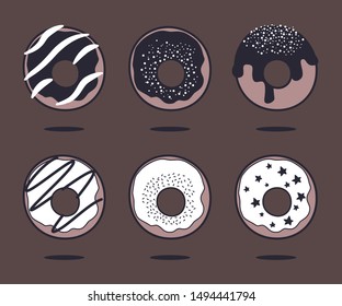 set of donuts on a dark background
