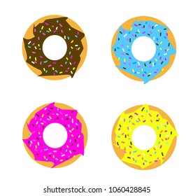 Set of donuts on white background.