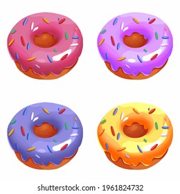 Set von Donuts auf weißem Hintergrund