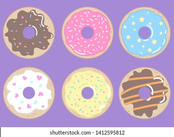 set donuts vector sweets food