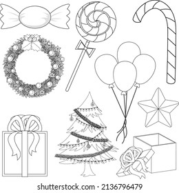 A set of doodle about christmas stuff on white background illustration