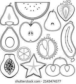 A set of doodle about fruit on white background illustration
