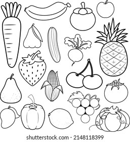 A set of doodle about fruit on white background illustration