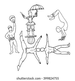 set of doodle acrobat