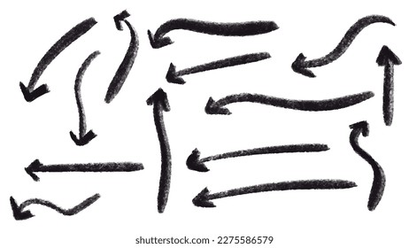 Conjunto de flecha de doodle sobre fondo blanco, vector.