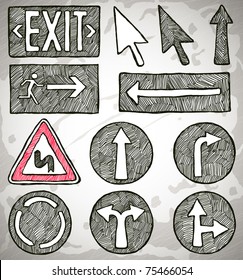 Set of doodle arrows