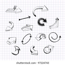 Set of doodle  arrows fnd design elements.