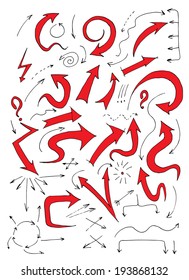 Set of doodle arrows. Hand drawn illustration.