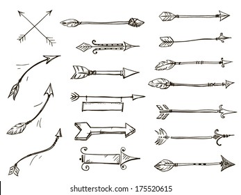 set of doodle arrows tribal style