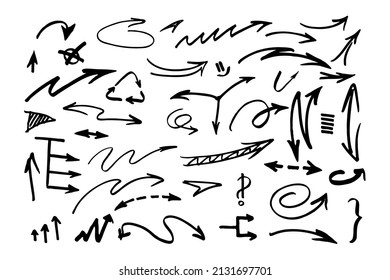 Set of doodle arrows vector illustration.