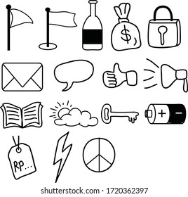 A Set of doodle art suitable for any doodle objects content with cartoon style