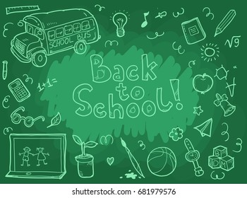 Set of doodle back to school elements. Vector illustration