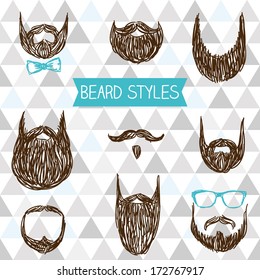 Set Of Doodle Beard Style