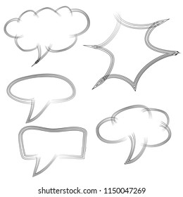 Set of Doodle Blank Bubble Chat and Various Shape, four Lines