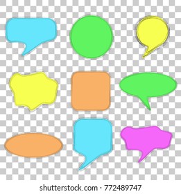 Set of Doodle Blank Bubble Chat and Various Shape, Pastel Colors, Multiple Lines, At Transparent Effect Background