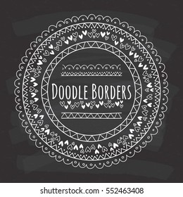 Set of doodle borders, decorative seamless pattern brushes