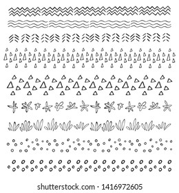 Set Decorative Design Elements Handdrawn Curls Stock Vector (Royalty ...