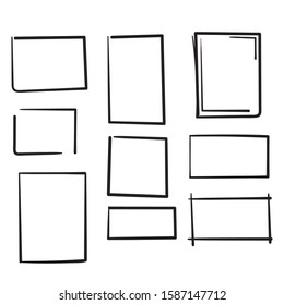 set of doodle boxes illustration with hand drawn style vector isolated