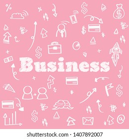 set doodle business illustration vector cartoon art hand drawing icon