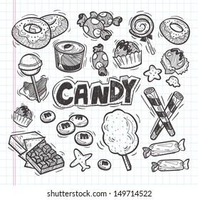 set of doodle candy icons