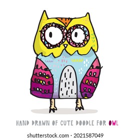  Set of doodle cartoon owls with various emotions,Various Cute Owl Doodle Collection,hand drawn