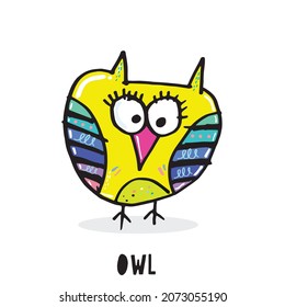  Set of doodle cartoon owls with various emotions,Various Cute Owl Doodle Collection,hand drawn