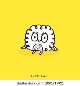 Set of doodle cartoon owls with various emotions,Various Cute Owl Doodle Collection,hand drawn