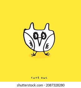 Set of doodle cartoon owls with various emotions,Various Cute Owl Doodle Collection, hand drawn, cute doodle, Cute animal