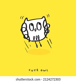 Set of doodle cartoon owls with various emotions,Various Cute Owl Doodle Collection,hand drawn,Cute animal