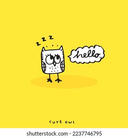 Set of doodle cartoon owls with various emotions,Various Cute Owl Doodle Collection,hand drawn,Cute animal