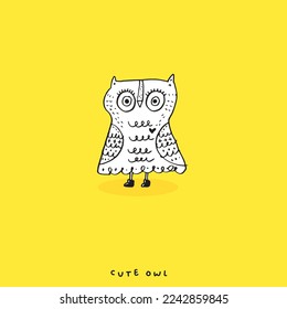 Set of doodle cartoon owls with various emotions,Various Cute Owl Doodle Collection,hand drawn,Cute animal