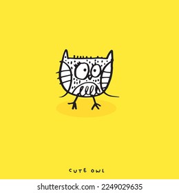 Set of doodle cartoon owls with various emotions,Various Cute Owl Doodle Collection,hand drawn,Cute animal