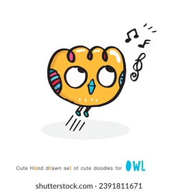 Set of doodle cartoon owls with various emotions,Various Cute Owl Doodle Collection,hand drawn,Cute animal