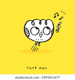Set of doodle cartoon owls with various emotions,Various Cute Owl Doodle Collection,hand drawn,Cute animal