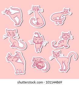 A set of doodle cats stickers