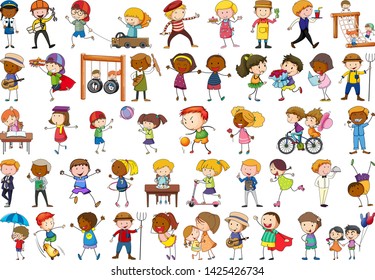 Conjunto de ilustraciones de caracteres de doodle