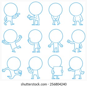 Set of doodle characters poses, illustrator vector and animation