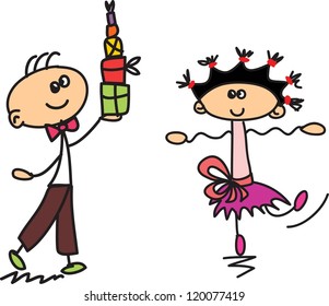 Set of doodle children