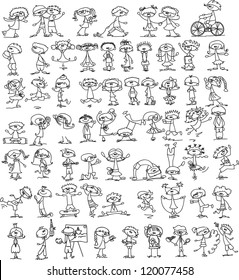 Set of doodle children