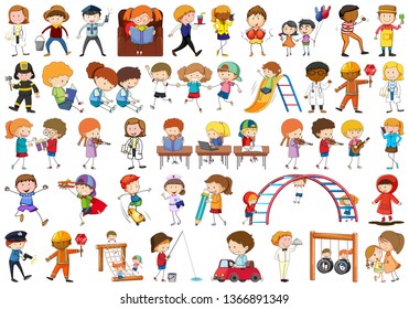 Set of doodle children illustration